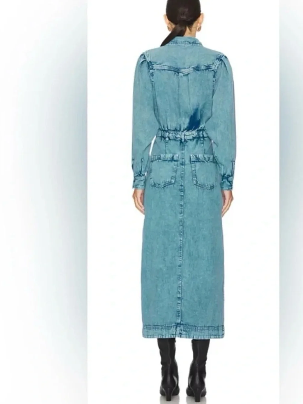 FREE PEOPLE Mad Love Light Blue Denim Midi Dress XS